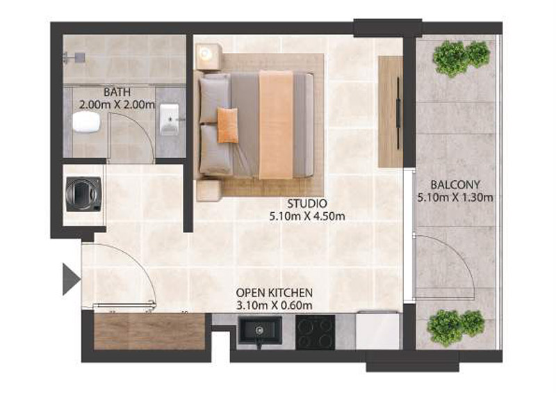 Livia Residences Dubai South Studio Apartment Floor Plan Livia Residences Dubai South Studio Apartment Floor Plan